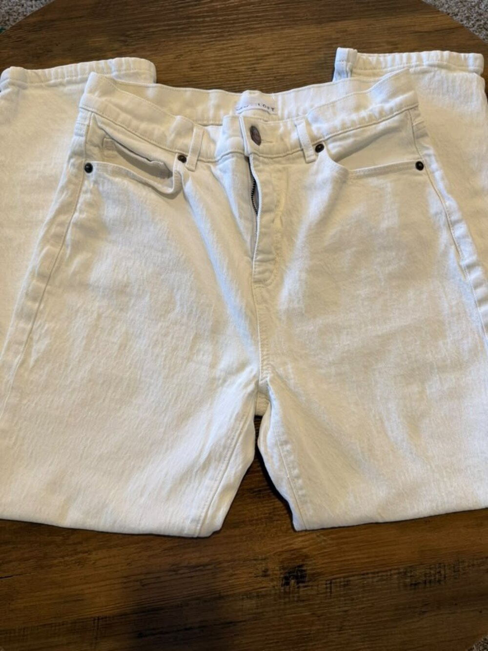 LOFT High Rise Straight Crop White Jeans Size 4